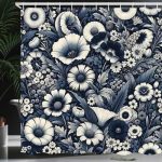 Chic Boho Navy Shower Curtain for Stylish Bathroom