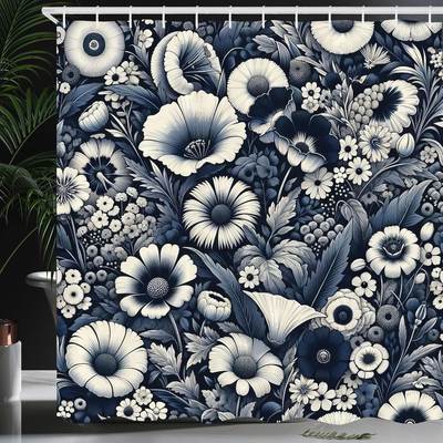Chic Boho Navy Shower Curtain for Stylish Bathroom